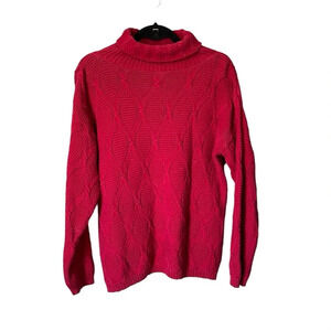 Eddie Bauer Chunky Cable Knit Turtleneck Red Sweater Women’s size SP